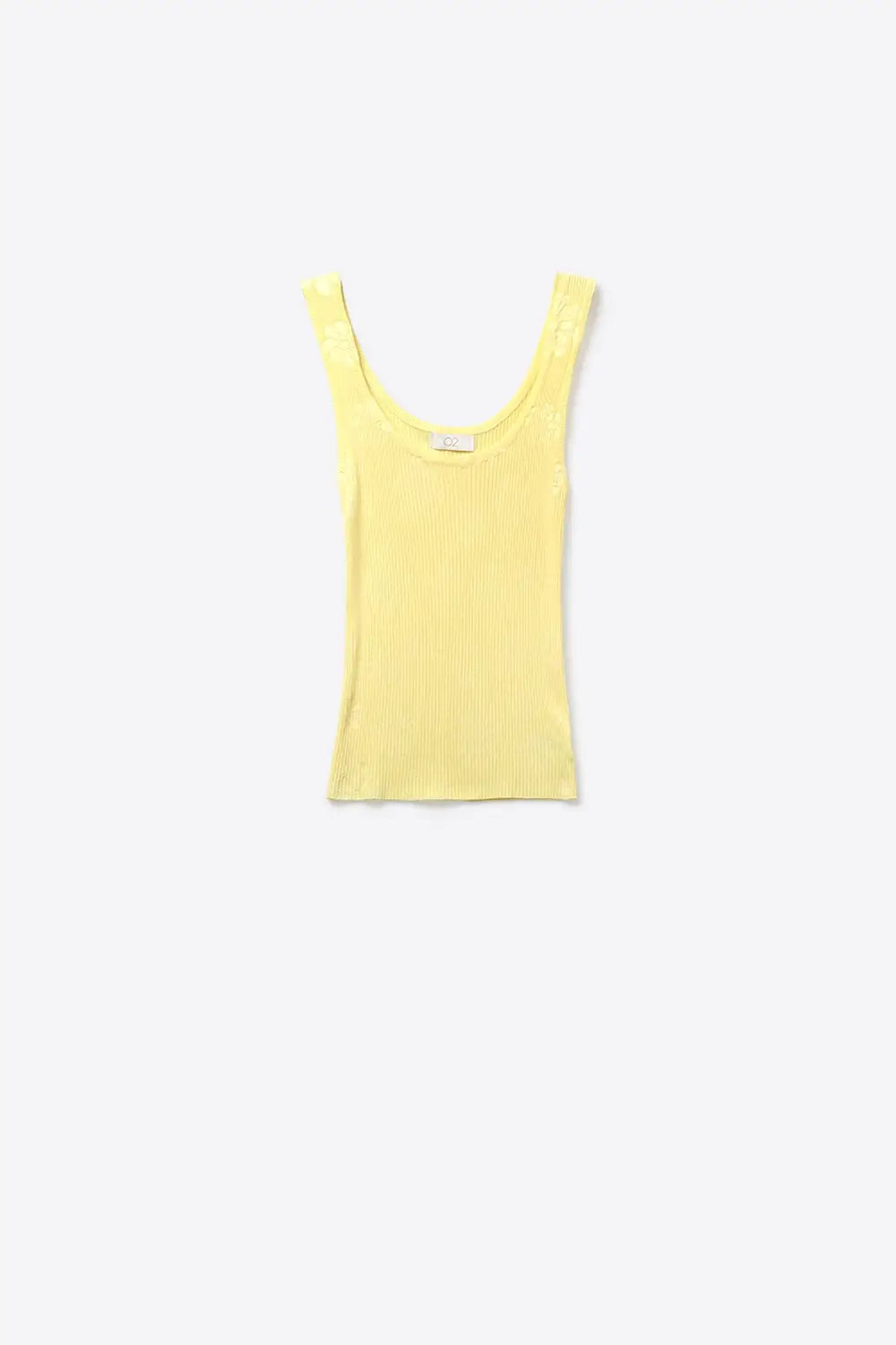 Yellow Ribbed Knit Scoop Neck Tank Top - YELLOW / ONE - Tops