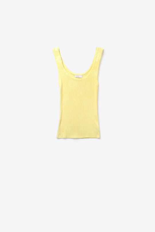 Yellow Ribbed Knit Scoop Neck Tank Top - YELLOW / ONE - Tops