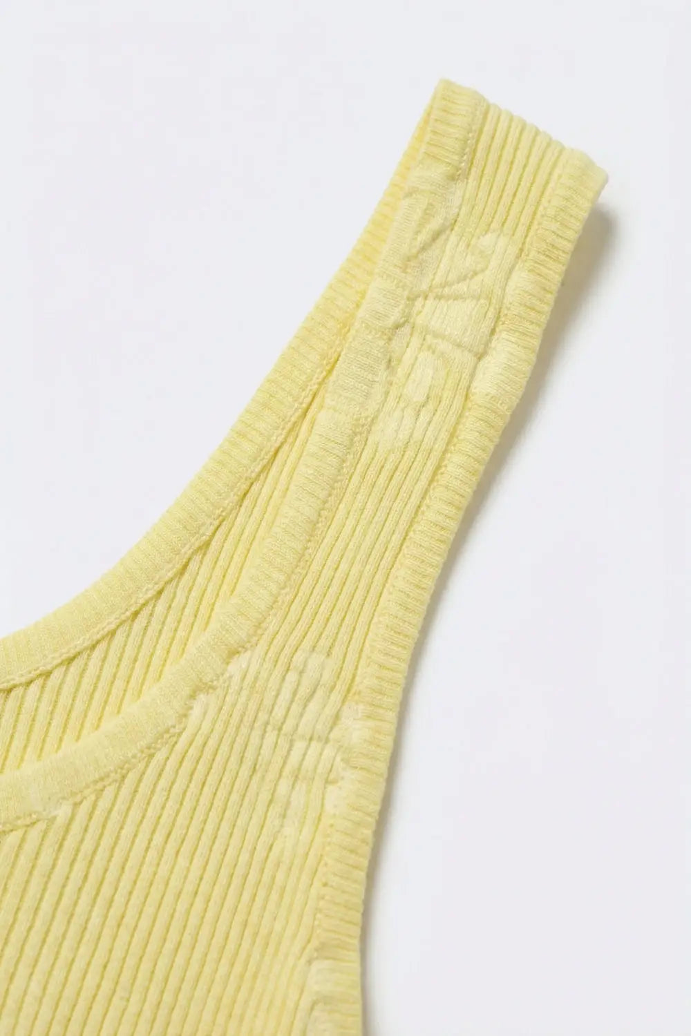 Yellow Ribbed Knit Scoop Neck Tank Top - YELLOW / ONE - Tops