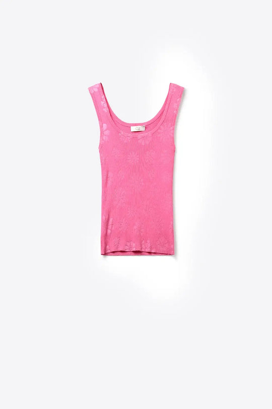 Pink Ribbed Knit Sleeveless Tank Top for Layering - PINK / ONE - Tops