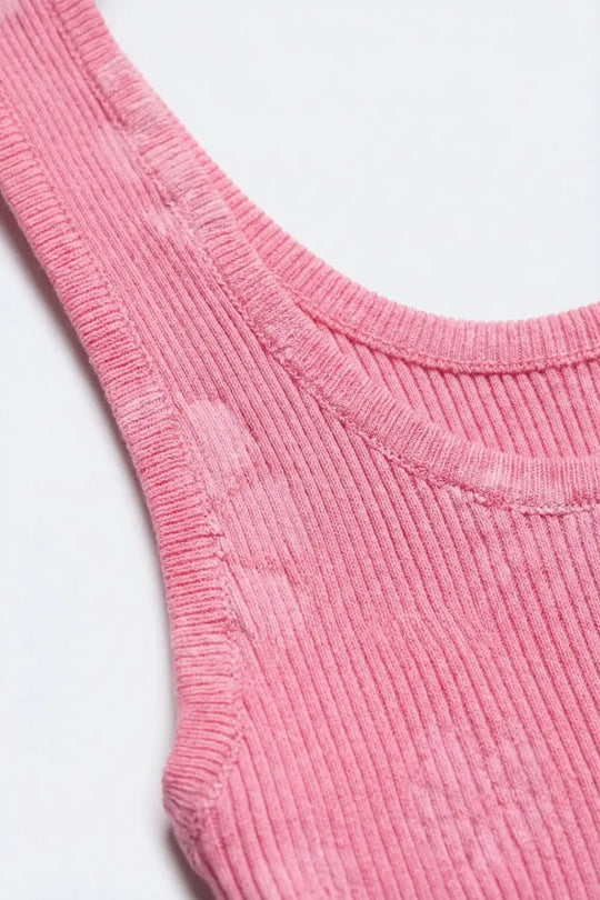 Pink Ribbed Knit Sleeveless Tank Top for Layering - PINK / ONE - Tops