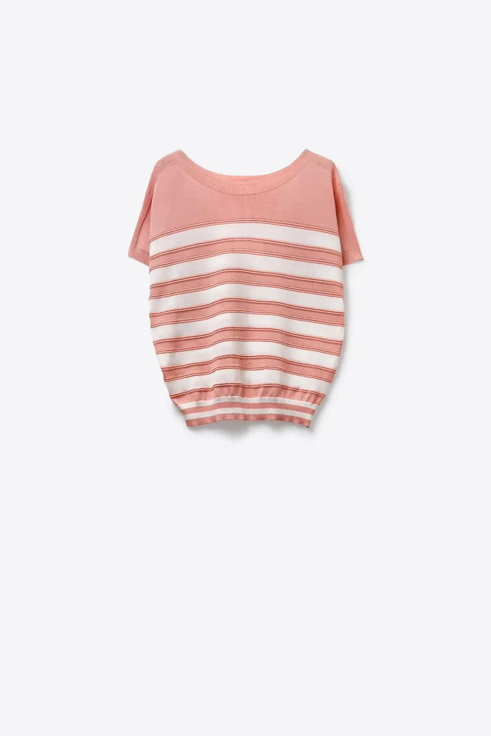 Striped fine Knit Short Sleeve sweater in pink - PINK / ONE - Sweaters