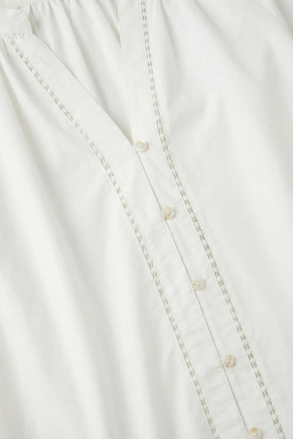Lightweight Cotton Poplin Peasant Dress in white with Ruffle Hem - Dresses