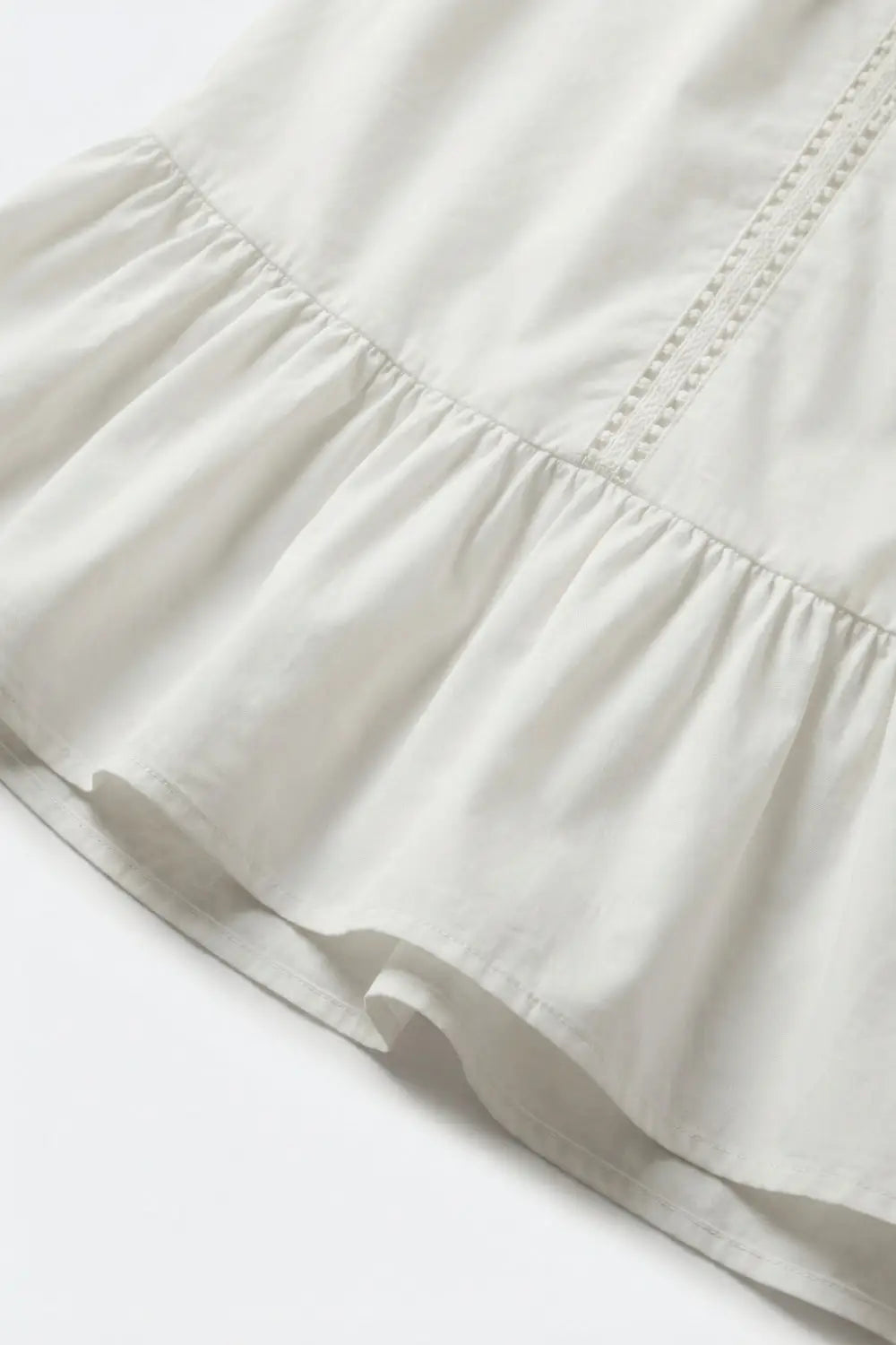 Lightweight Cotton Poplin Peasant Dress in white with Ruffle Hem - Dresses