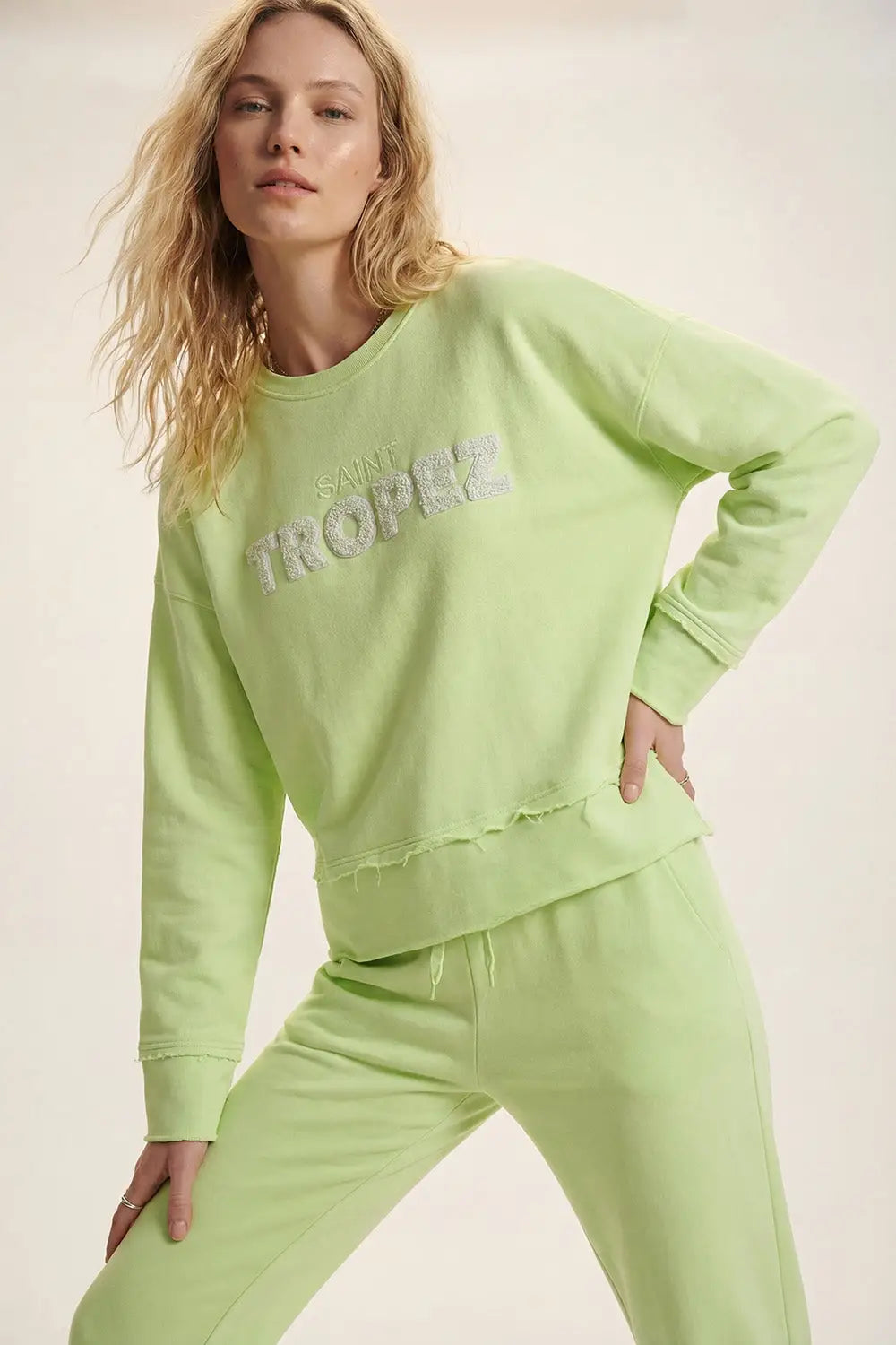 Saint Tropez Embroidered mint green Sweatshirt - GREEN / ONE - Sweaters