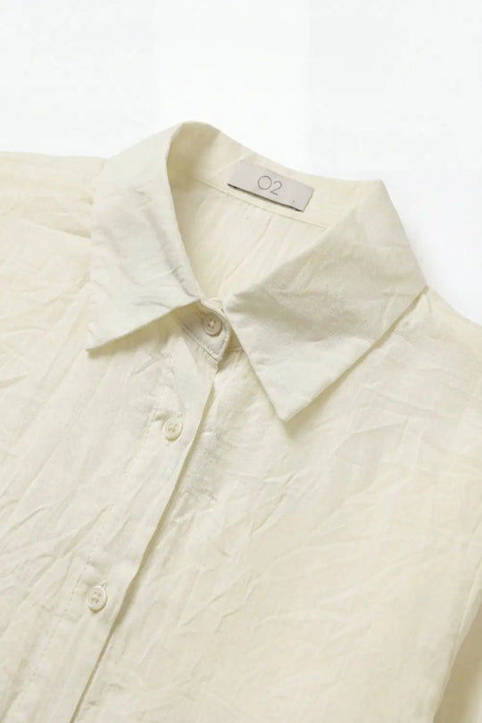 Lightweight Crinkled Shirt with Relaxed Silhouette in cream - Shirts