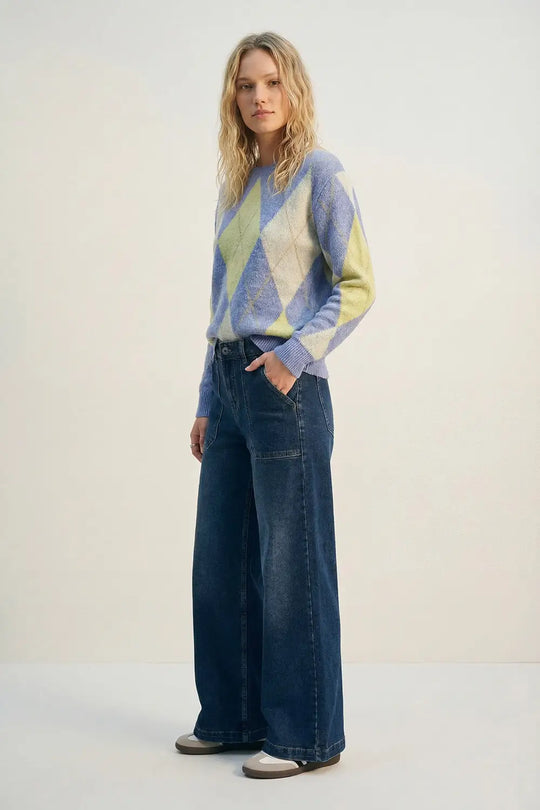 Wide-Leg Denim Jeans with Utility Patch Pockets