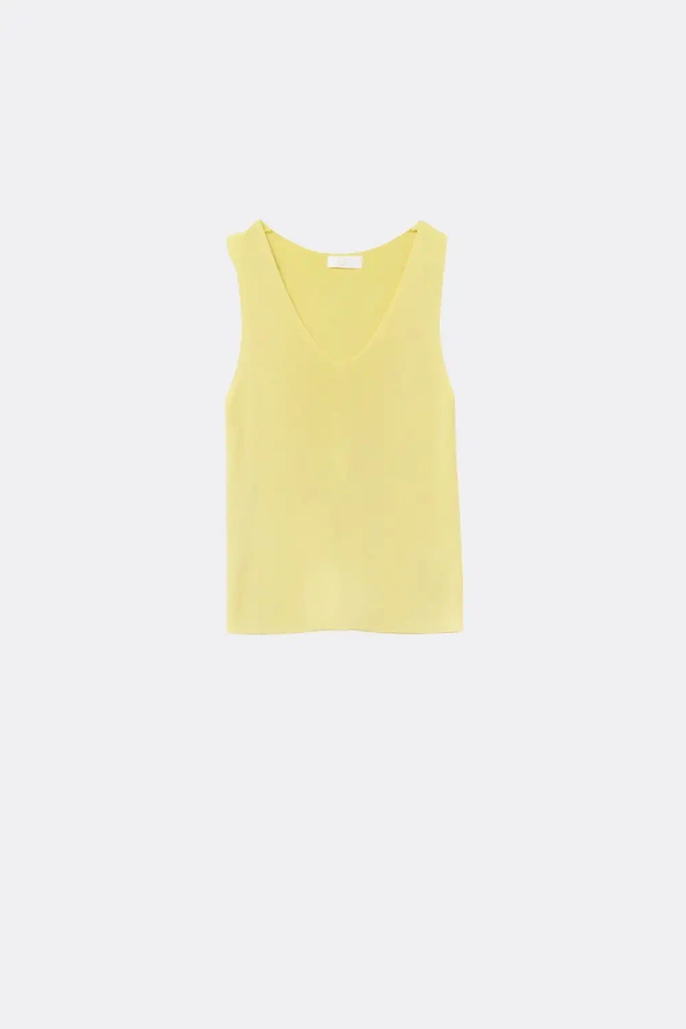 Yelow sleeveless fine knitted top With V-Neck - YELLOW / ONE - Sweaters