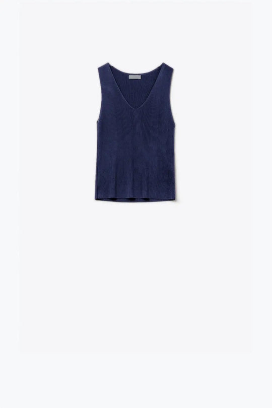 Navy sleeveless fine knitted top With V-Neck - NAVY / ONE - Sweaters