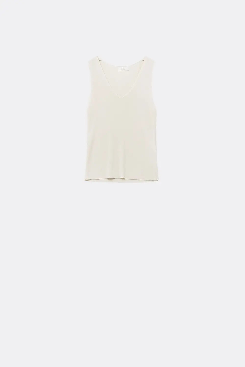 Beige sleeveless fine knitted top With V-Neck - BEIGE / ONE - Sweaters