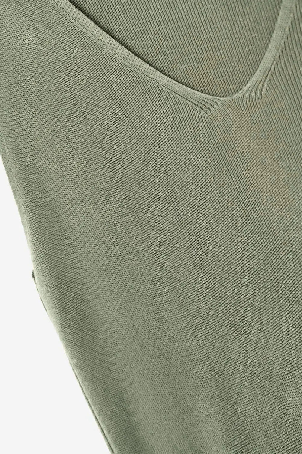 khaki sleeveless fine knitted top With V-Neck - KHAKI / ONE - Sweaters