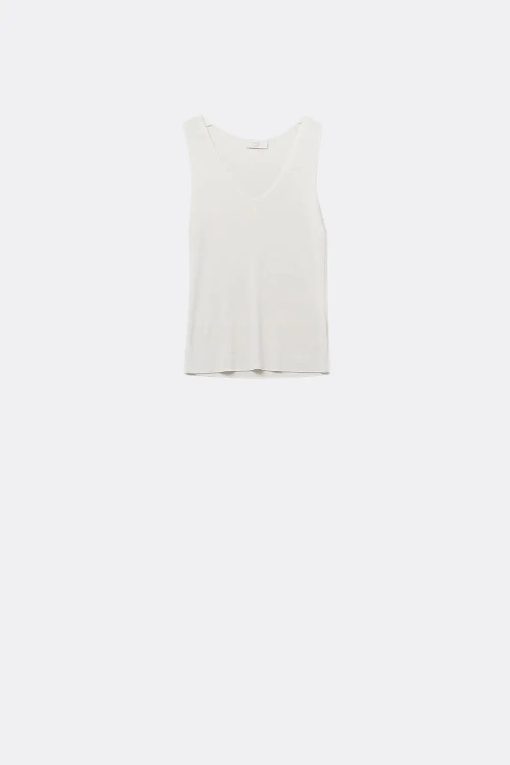 White sleeveless fine knitted top With V-Neck - WHITE / ONE - Sweaters