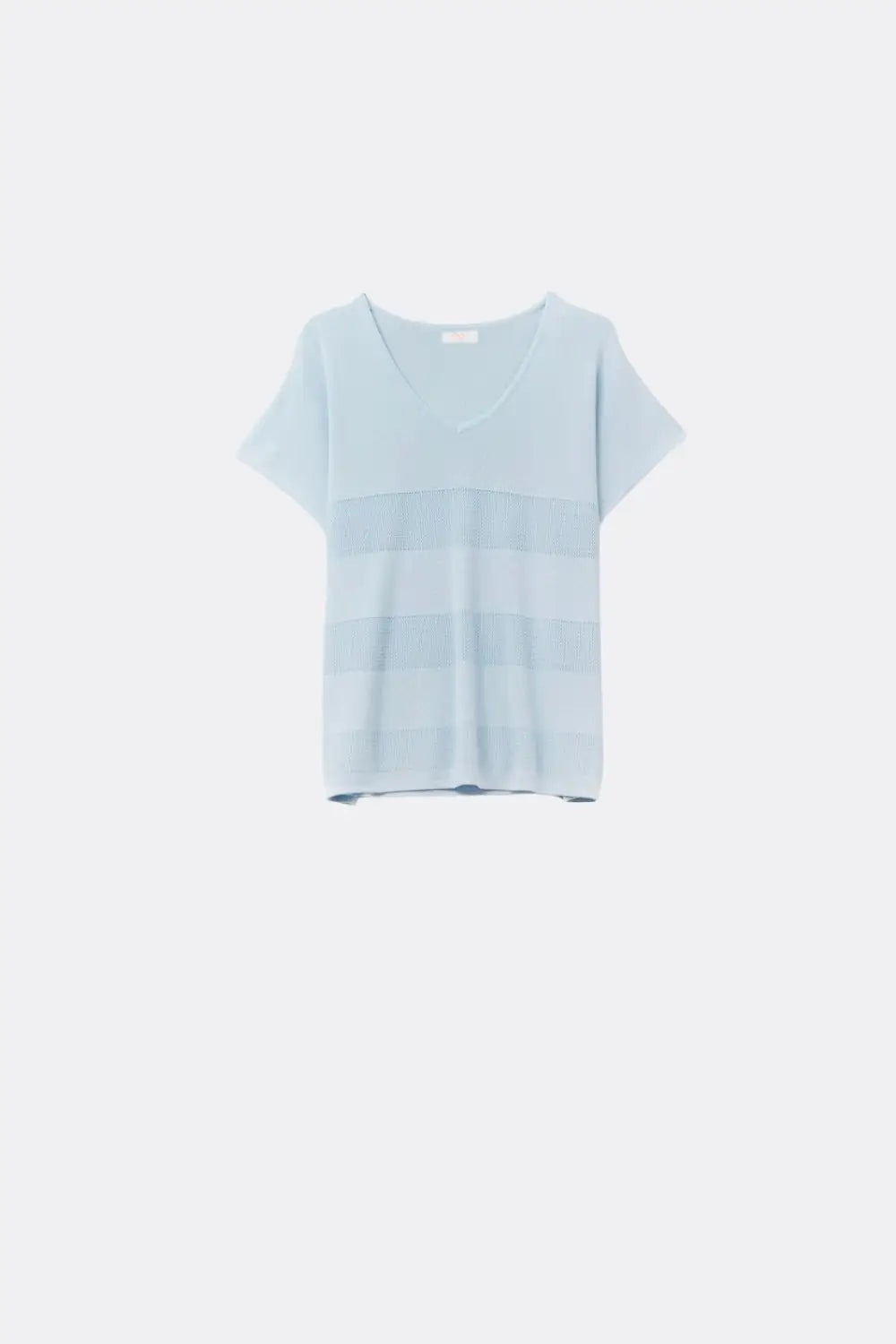 Baby Blue V-neck sweater with open knit detail - BLUE / ONE - Sweaters