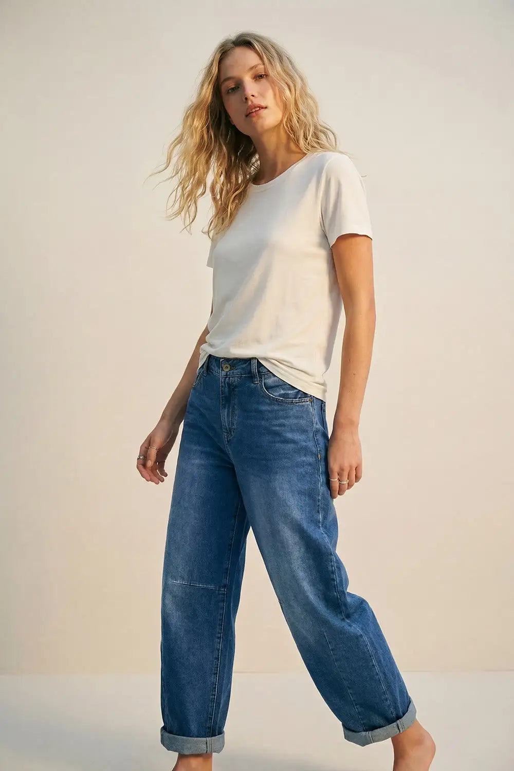 White basic Crew Neck Short Sleeve T-shirt in viscose fabric - T-Shirts