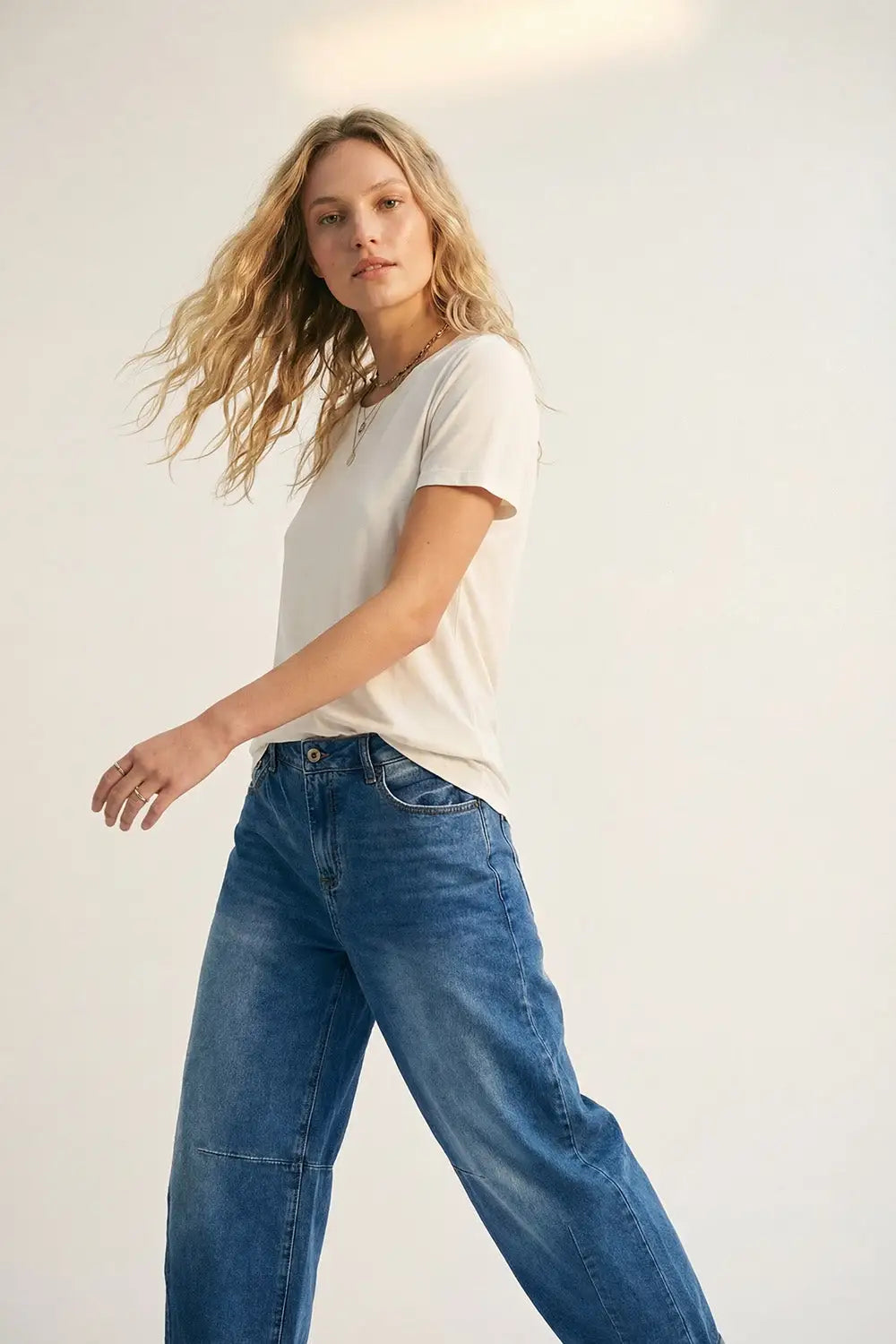 White basic Crew Neck Short Sleeve T-shirt in viscose fabric - T-Shirts
