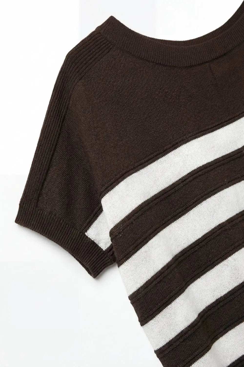 Short-Sleeve Striped Knit sweater in brown - BROWN / ONE - Sweaters
