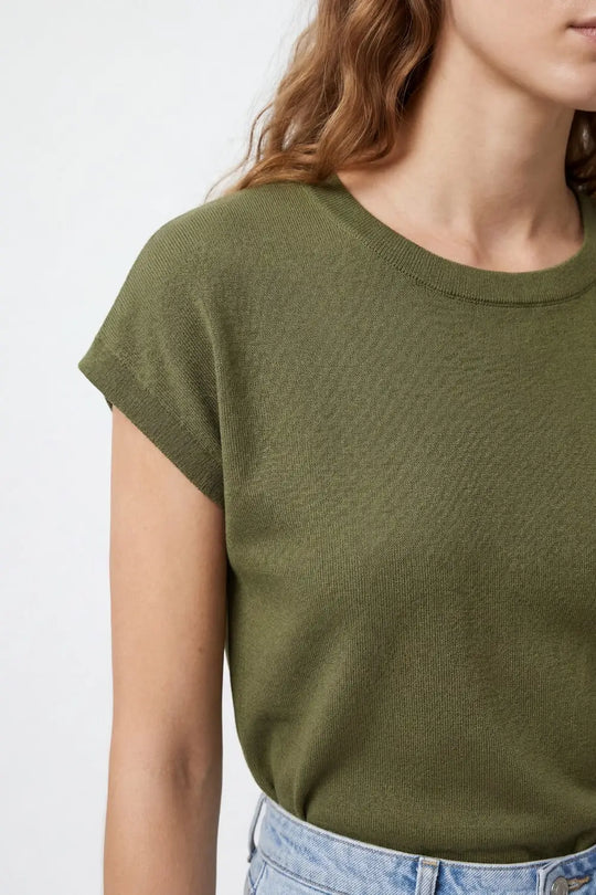 Lightweight Knit sweater with Wide Ribbed Waistband in khaki - KHAKI / ONE - Sweaters