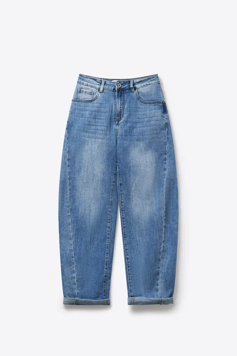High-Waist Slouchy Balloon Jeans in Light Wash Denim