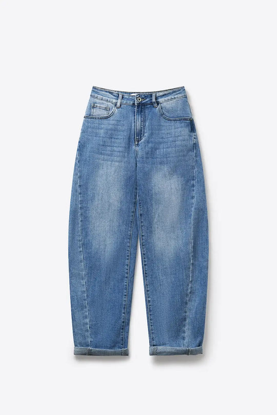 High-Waist Slouchy Balloon Jeans in Light Wash Denim