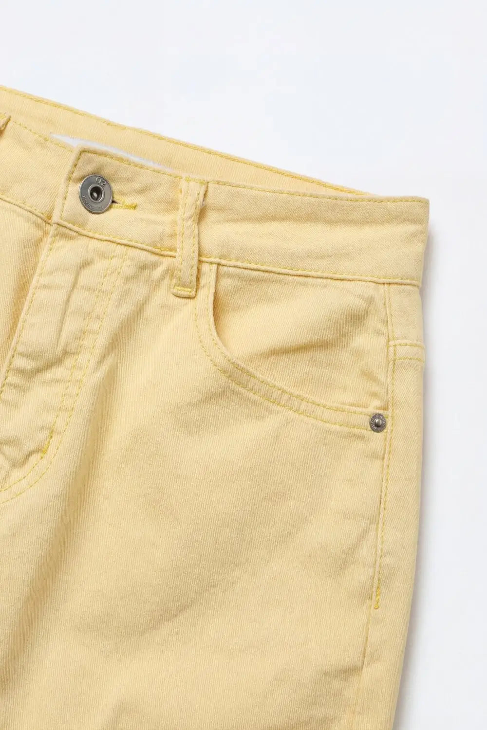 High-Rise Barrel-Leg Pants With Rolled Hem in Yellow - Colored Jeans