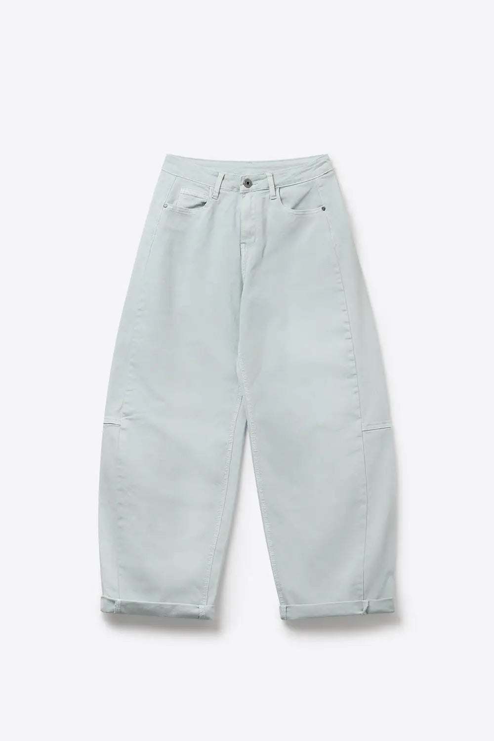 Light Blue Wide-Leg lightweight Cotton Pants in Barrel Style - Colored Jeans