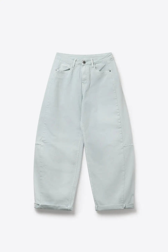 Light Blue Wide-Leg lightweight Cotton Pants in Barrel Style - Colored Jeans