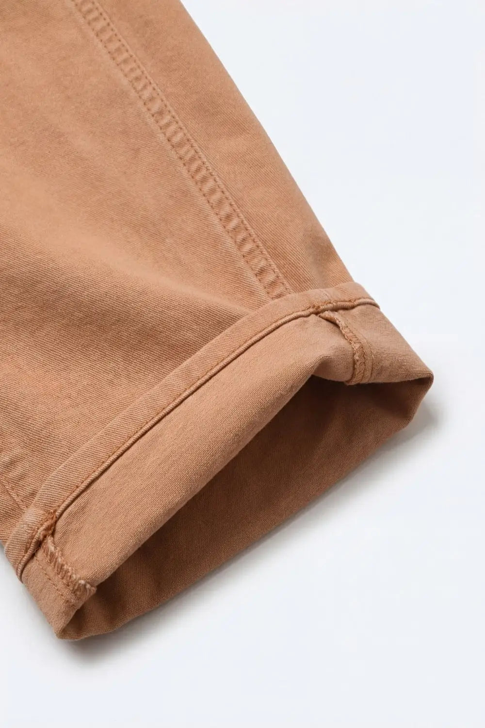 Orange Wide-Leg Barrel style Pants with Rolled Hems - Pants