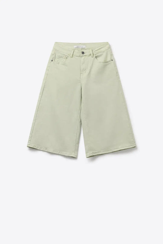 Stretch-denim Bermuda shorts in Mint Green - Pants