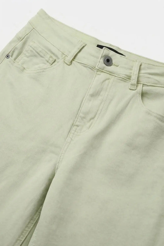 Stretch-denim Bermuda shorts in Mint Green - Pants