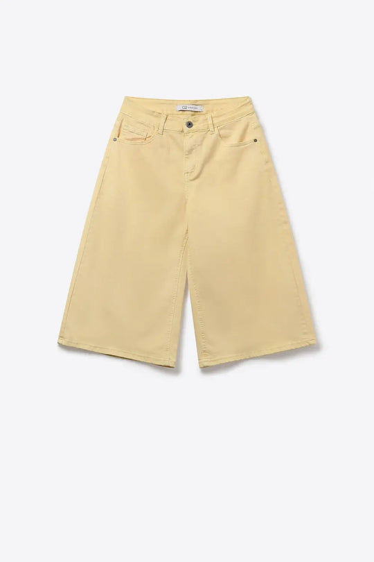 Stretch-denim Bermuda shorts in Butter Yellow - Pants