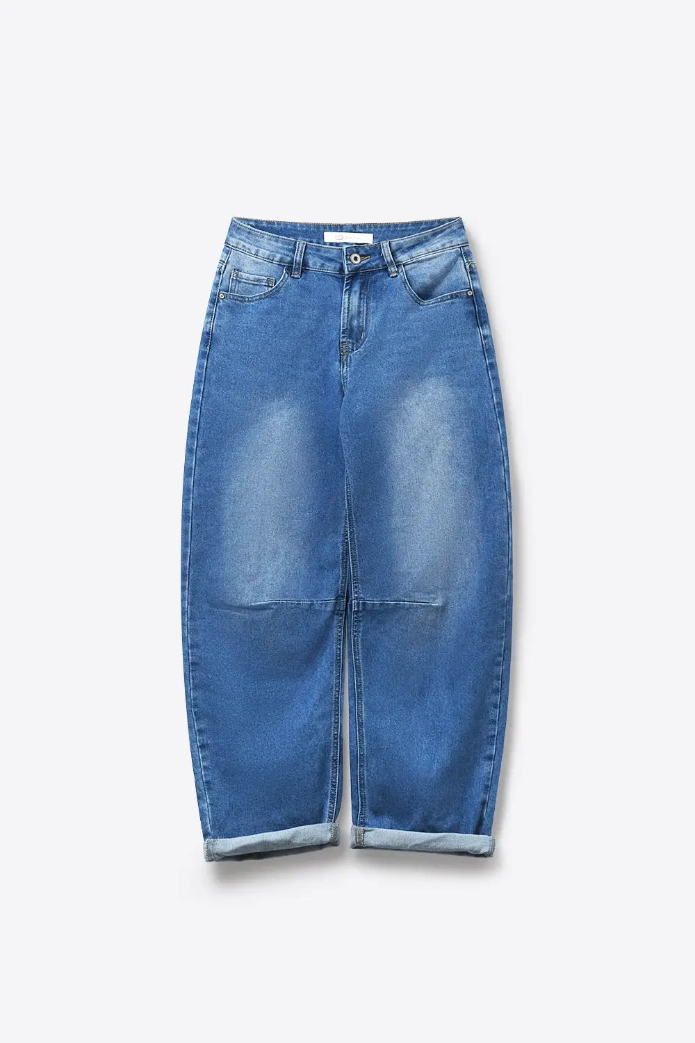 Blue Relaxed Fit Light Wash barrel Jeans with side stitching