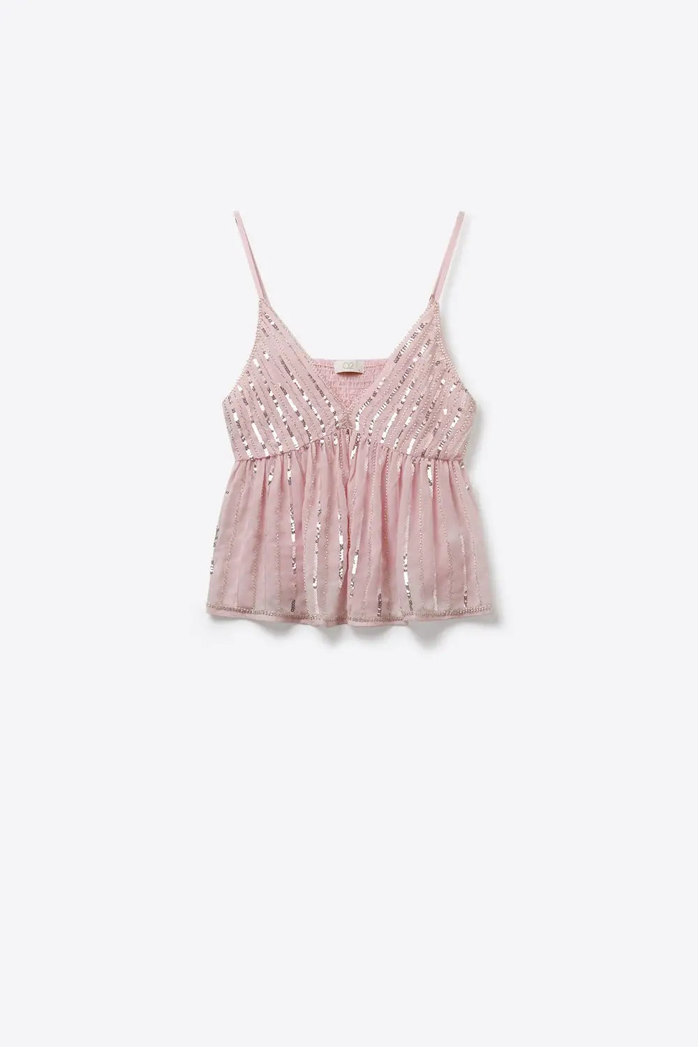 Pink Sequin Embellished Party top with Waist Detail - Tops