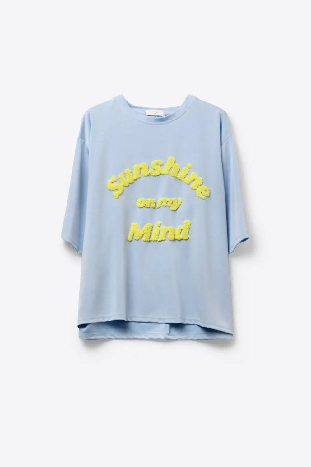Light Blue Relaxed Fit Tee with Yellow Lettering - BLUE / ONE - T-Shirts