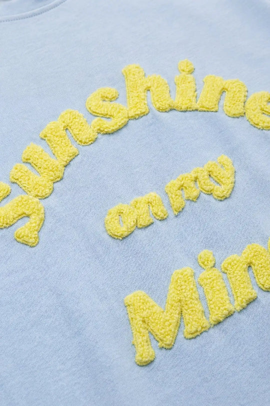 Light Blue Relaxed Fit Tee with Yellow Lettering - BLUE / ONE - T-Shirts