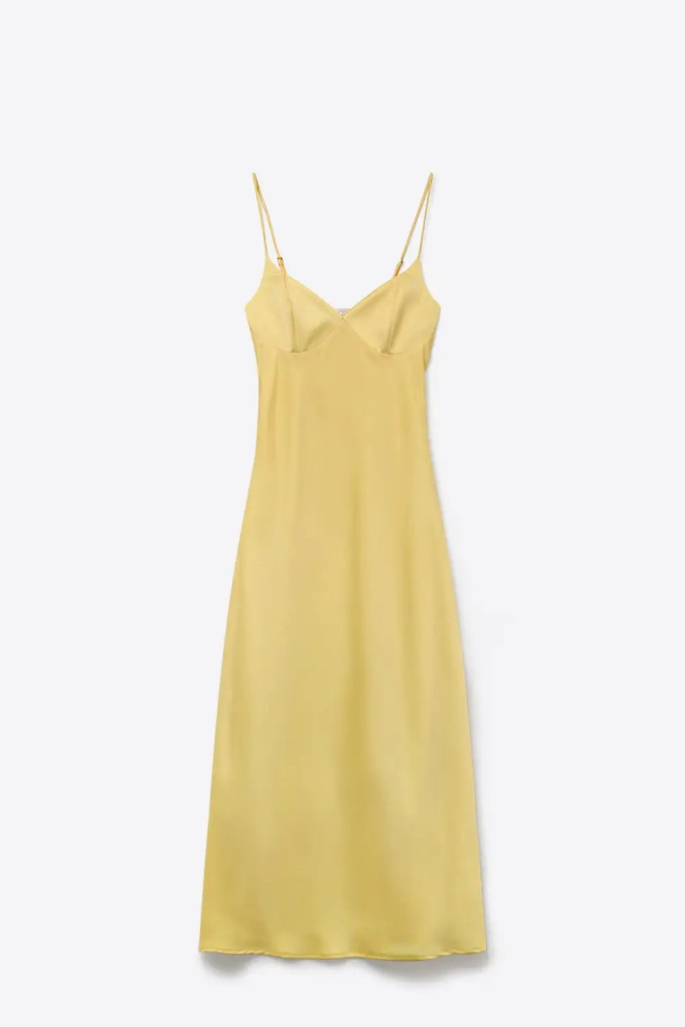 Yellow Satin Slip maxi Dress with Adjustable Straps - Dresses