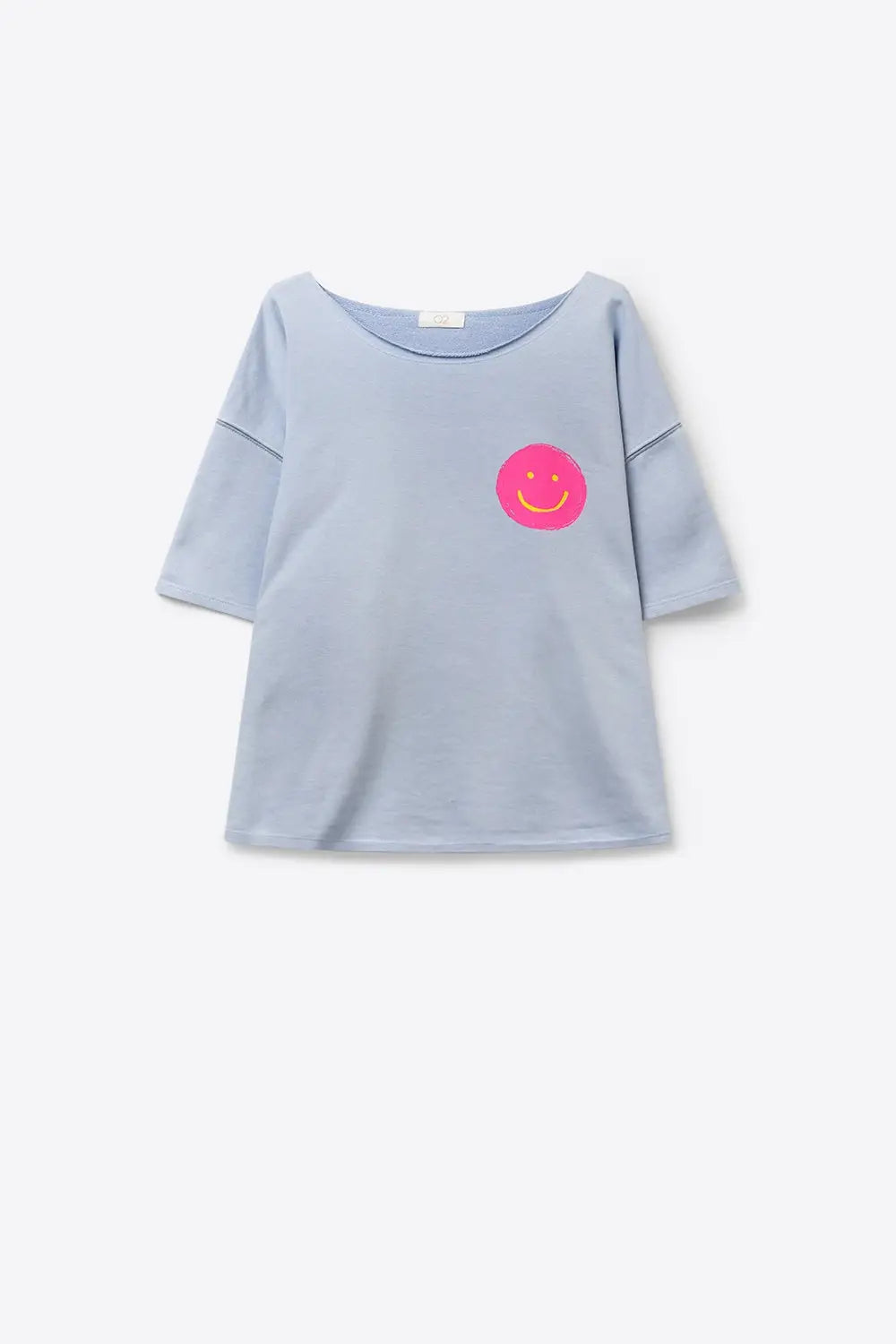 Light Blue Relaxed Fit sweatshirt with Pink Smiley - BLUE / ONE - T-Shirts