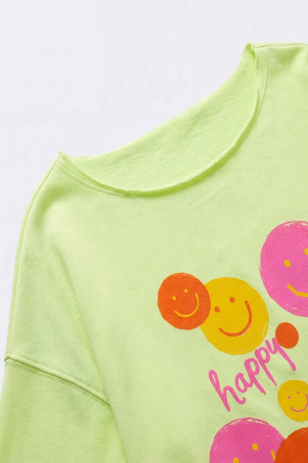 Light Green Relaxed Fit Smile Graphic sweatshirt - GREEN / ONE - T-Shirts