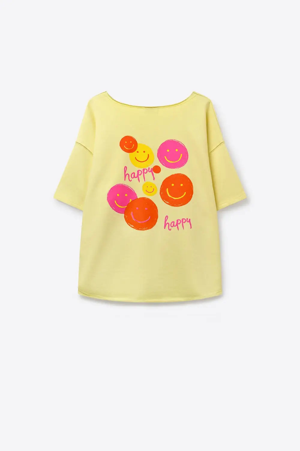 Yellow Relaxed Fit Smile Patch Cotton sweatshirt - YELLOW / ONE - T-Shirts