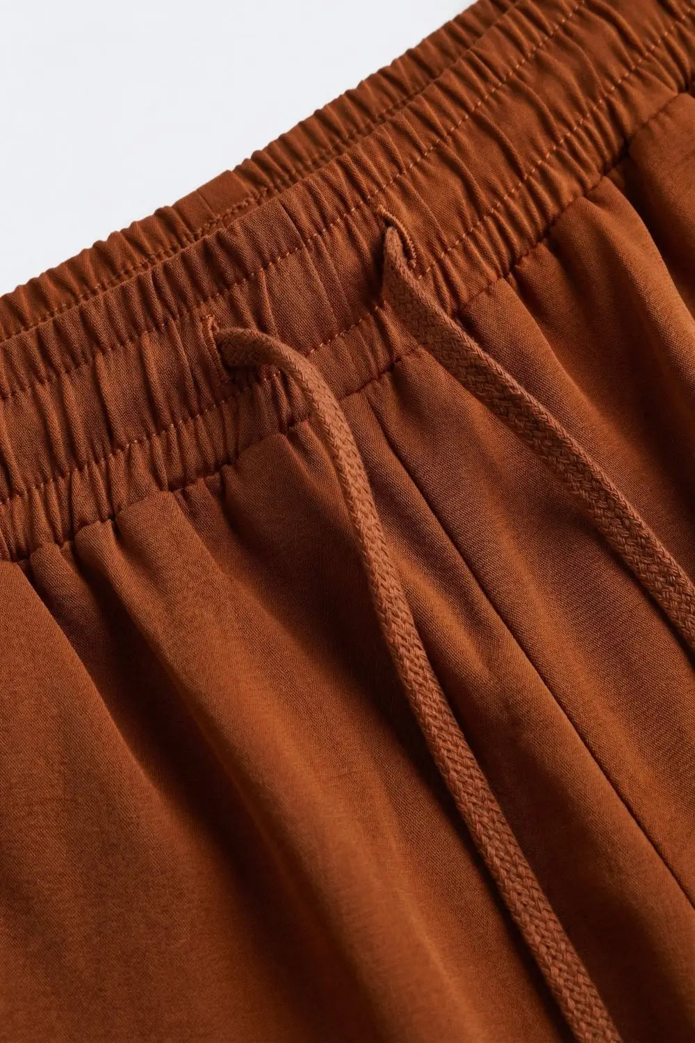 terracotta Wide-Leg Drawstring Waist Casual Pants - Pants
