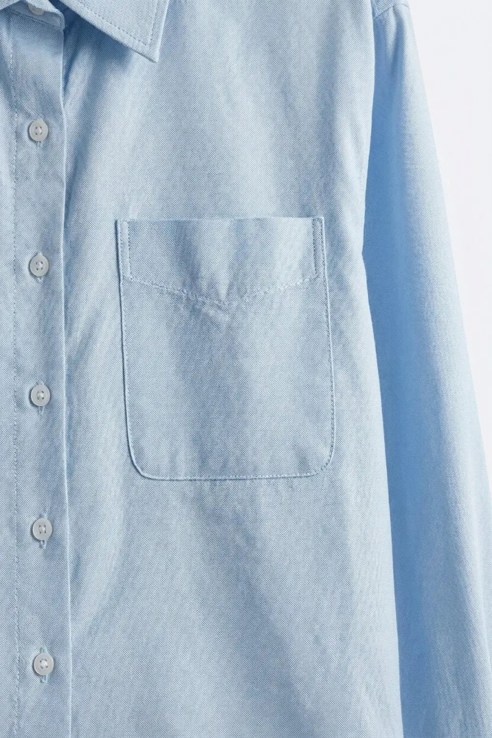 Light Blue Button-Front cropped Shirt in cotton fabric - Shirts