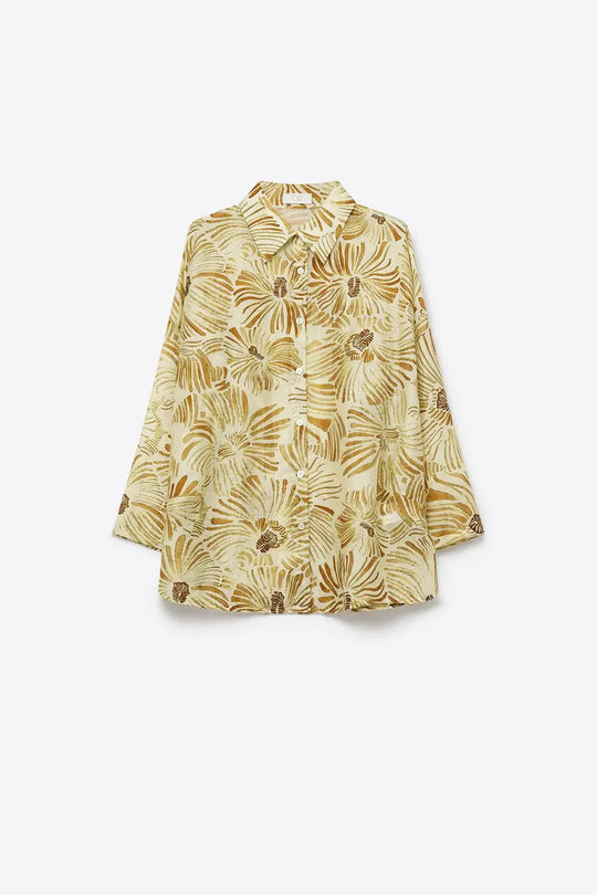 Floral Button-Up Relaxed Fit Shirt in yellow - YELLOW / ONE - Shirts
