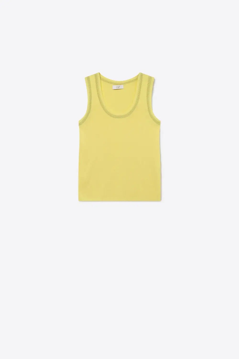 Yellow Ribbed Knit top with with Metallic Trim - YELLOW / ONE - Tops