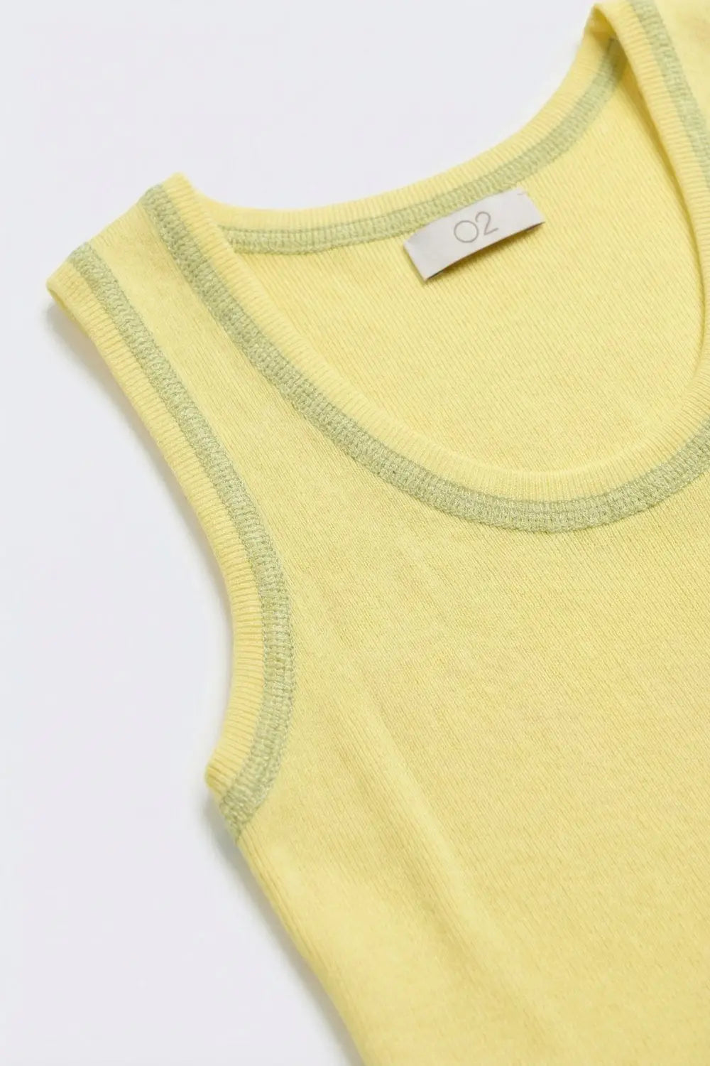 Yellow Ribbed Knit top with with Metallic Trim - YELLOW / ONE - Tops
