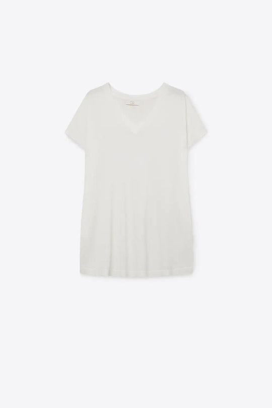 White V-Neck Relaxed Fit Short Sleeve sweater - WHITE / ONE - Tops