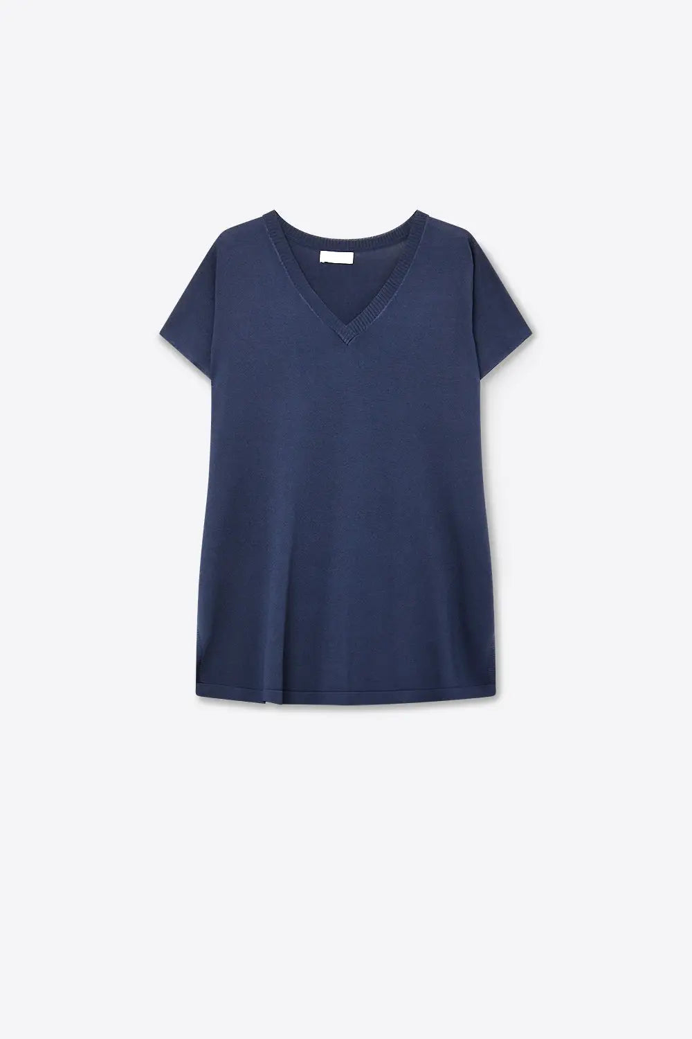 Navy V-Neck Short Sleeve Knitted sweater - NAVY / ONE - Tops