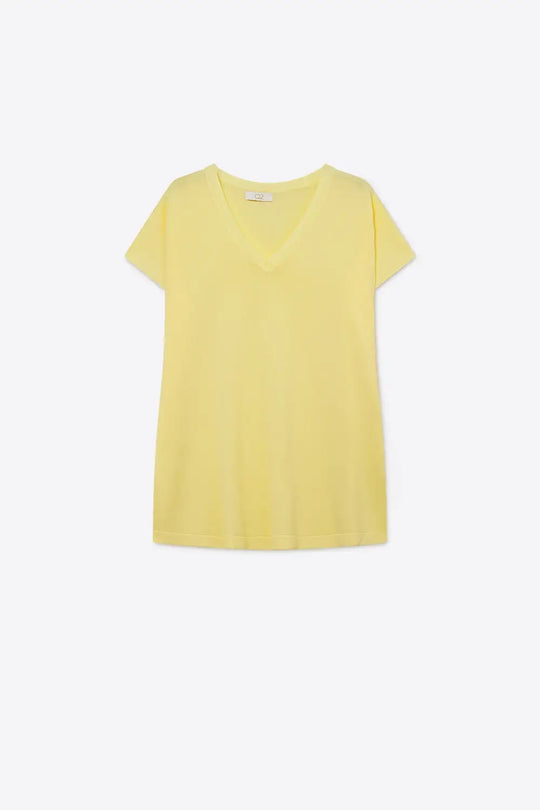 Yellow V-Neck Relaxed Fit Lightweight sweater - YELLOW / ONE - Sweaters