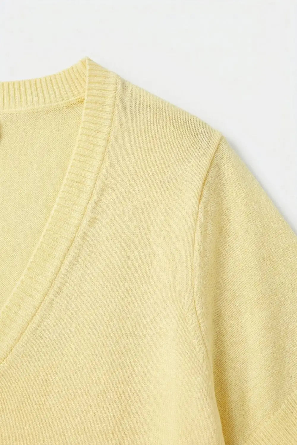 Yellow V-Neck Relaxed Fit Lightweight sweater - YELLOW / ONE - Sweaters