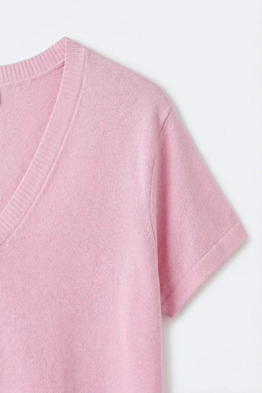 Pink V-Neck Relaxed Fit Knit sweater - PINK / ONE - Tops