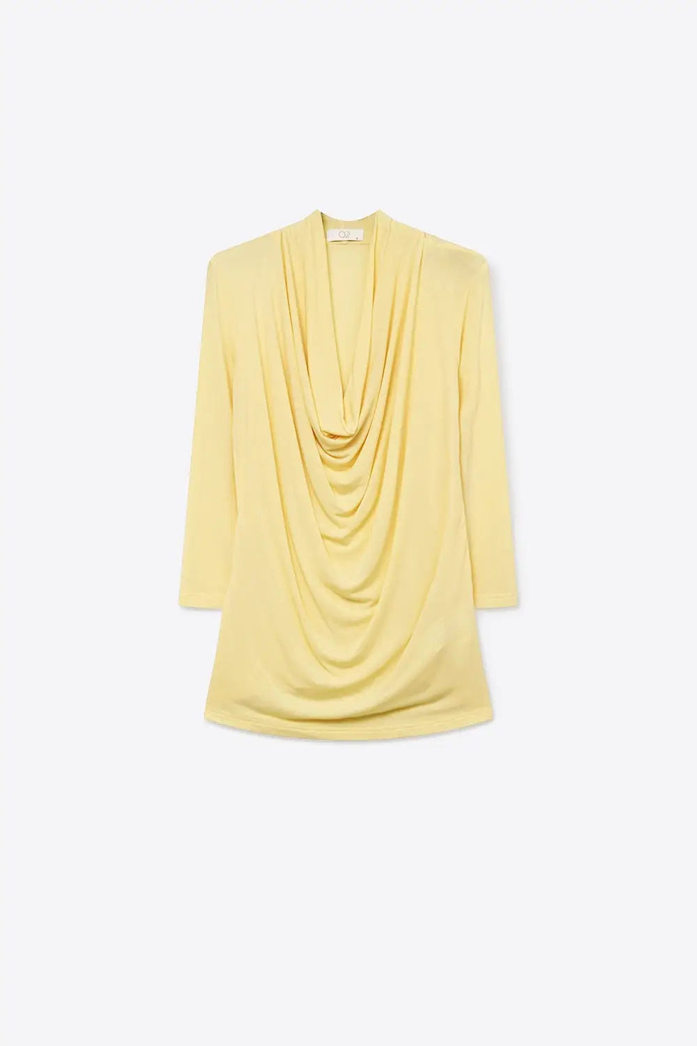 butter yellow front draped top with 3/4 sleeve - Tops