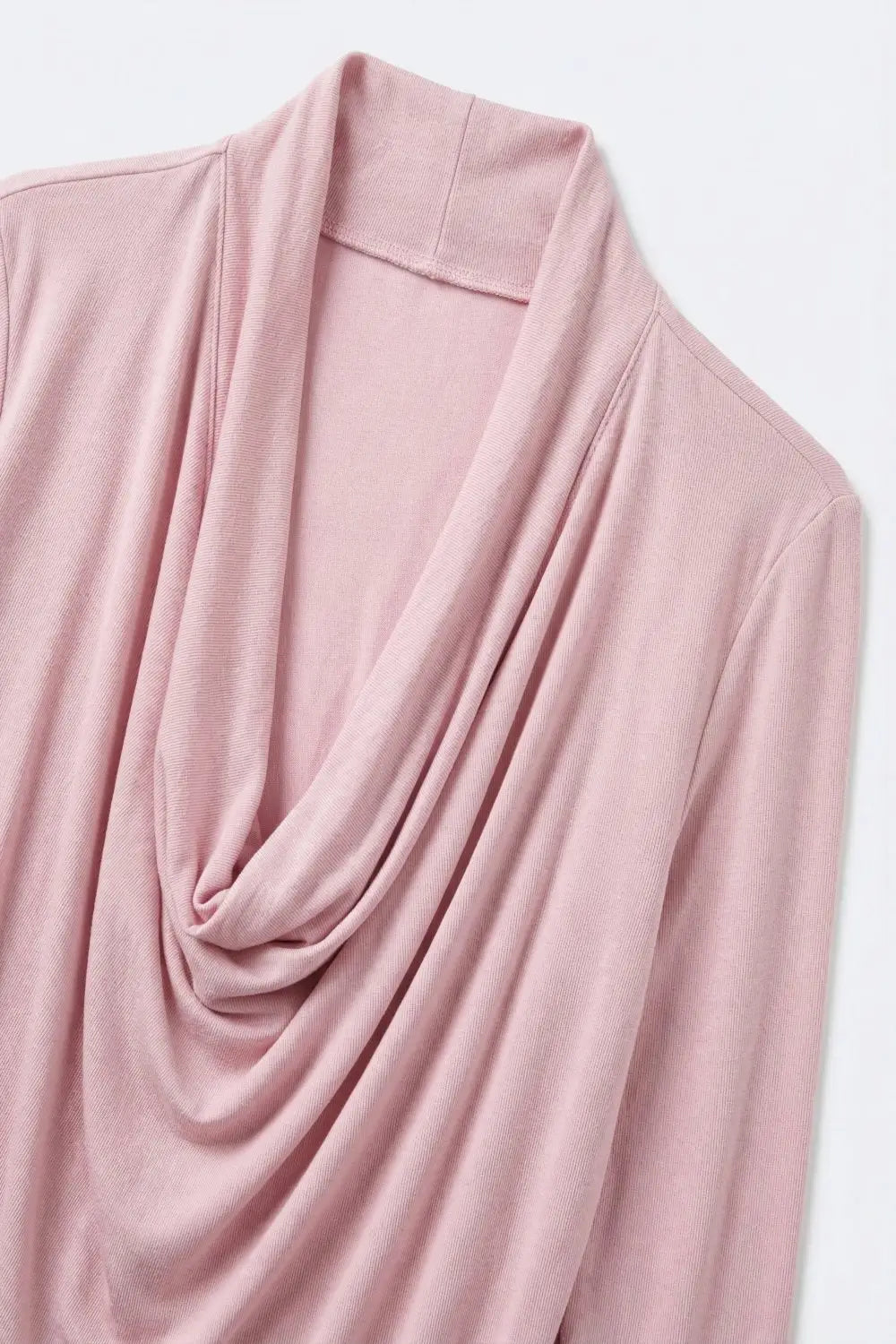 Pink three-quarter sleeve top with front draping and lightweight fabric - Tops